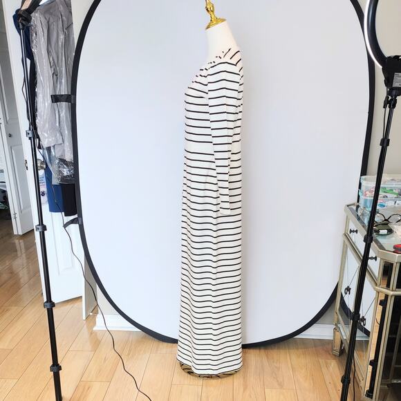 J. Crew Black/White Striped Long Sleeve Cotton Maxi Dress Size Small - Picture 5 of 7